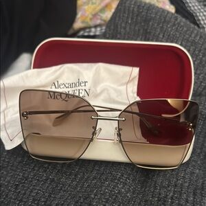 Alexander McQueen Gold Brown Sunglasses Modern Design